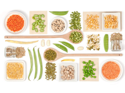 various legumes on white background top view top view